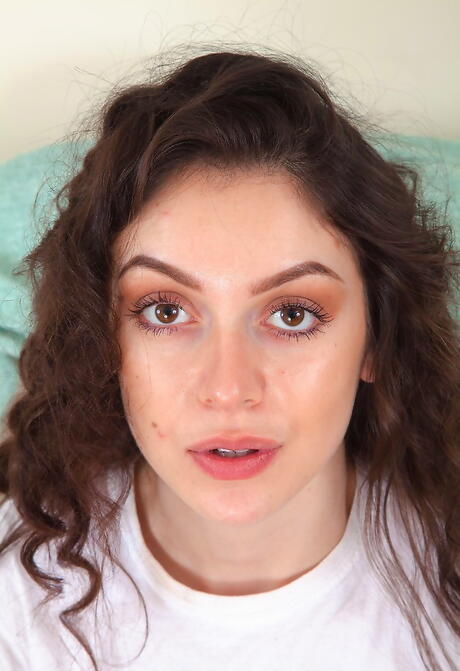 Hot babe Anastasia in hot undies bares tiny tits and hairy pussy 