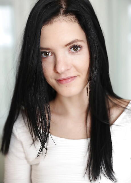 Slim czech brunette teen Anie Darling in nice skirt uncovering tiny tits and stuffing her snatch with a toy 